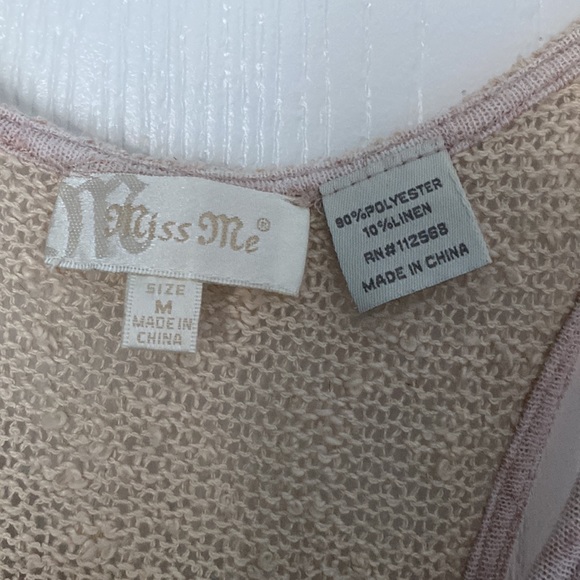 Miss Me fashion tank top size medium taupe and cream color with bronze sequins - Picture 3 of 7